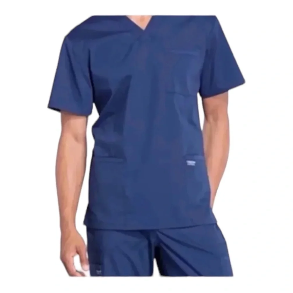 NEW Scrubs Navy Blue Cherokee Top Professionals  Uniform Unisex Men Women S Tall